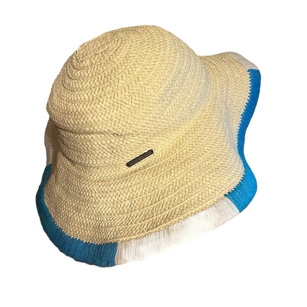 Vince Camuto Floppy Straw & Embroidered Sun Hat